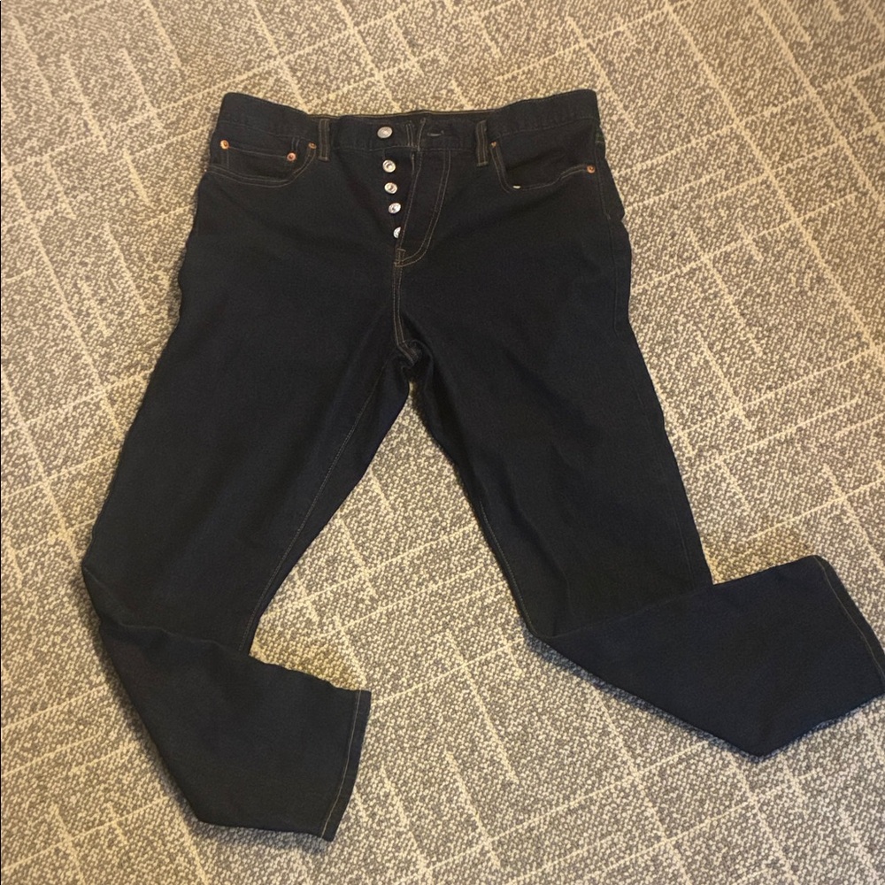 Levi's Navy Straight-Leg Button-Fly Jeans